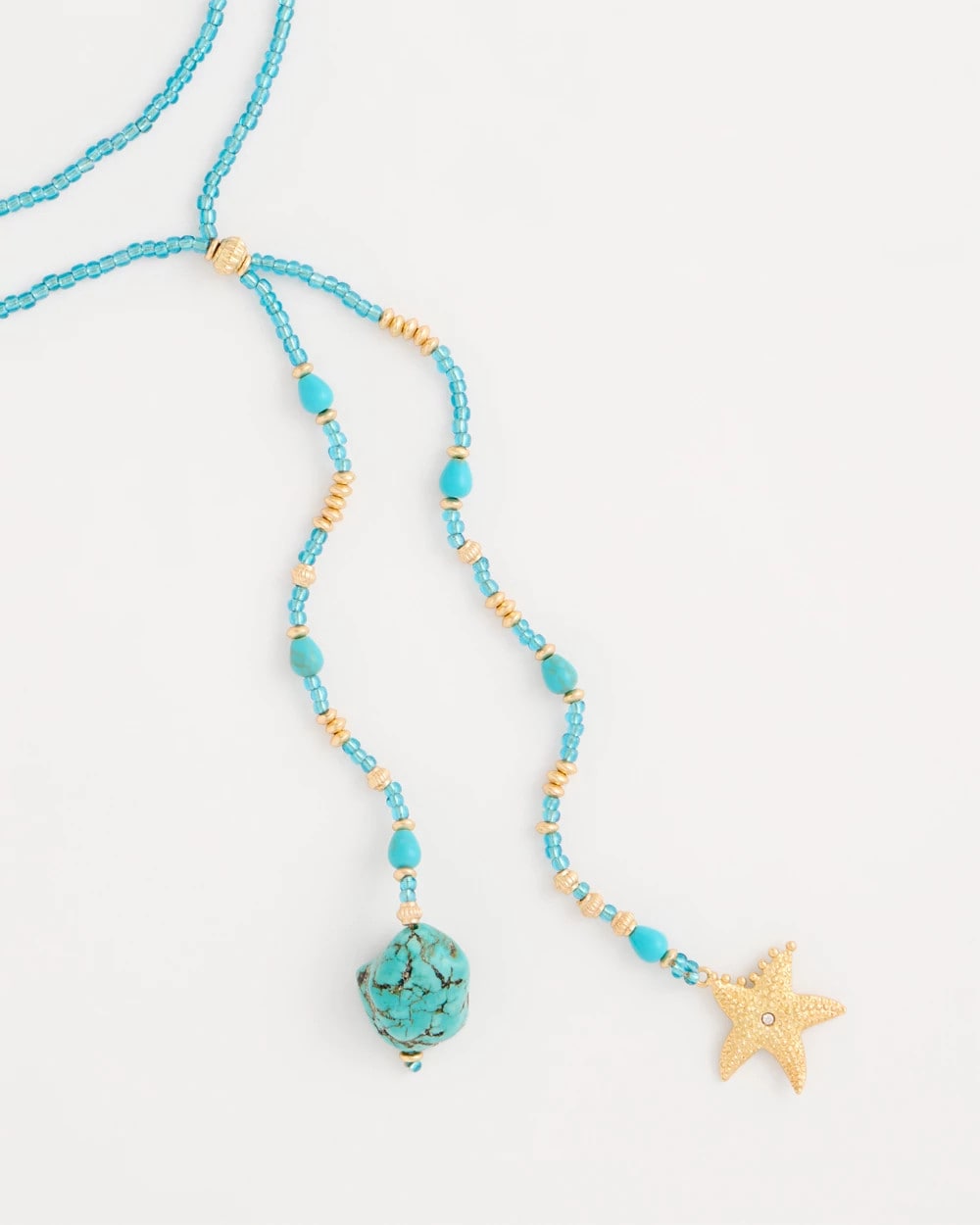 Genuine Turquoise Stone Y-Necklace Teal - Chico's