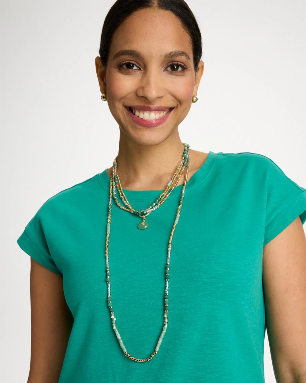 Beaded Long Necklace Green - Chico's