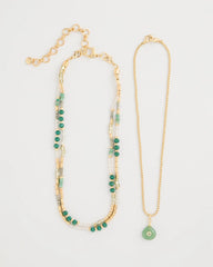 Aventurine Stone Pendant Necklace Green - Chico's