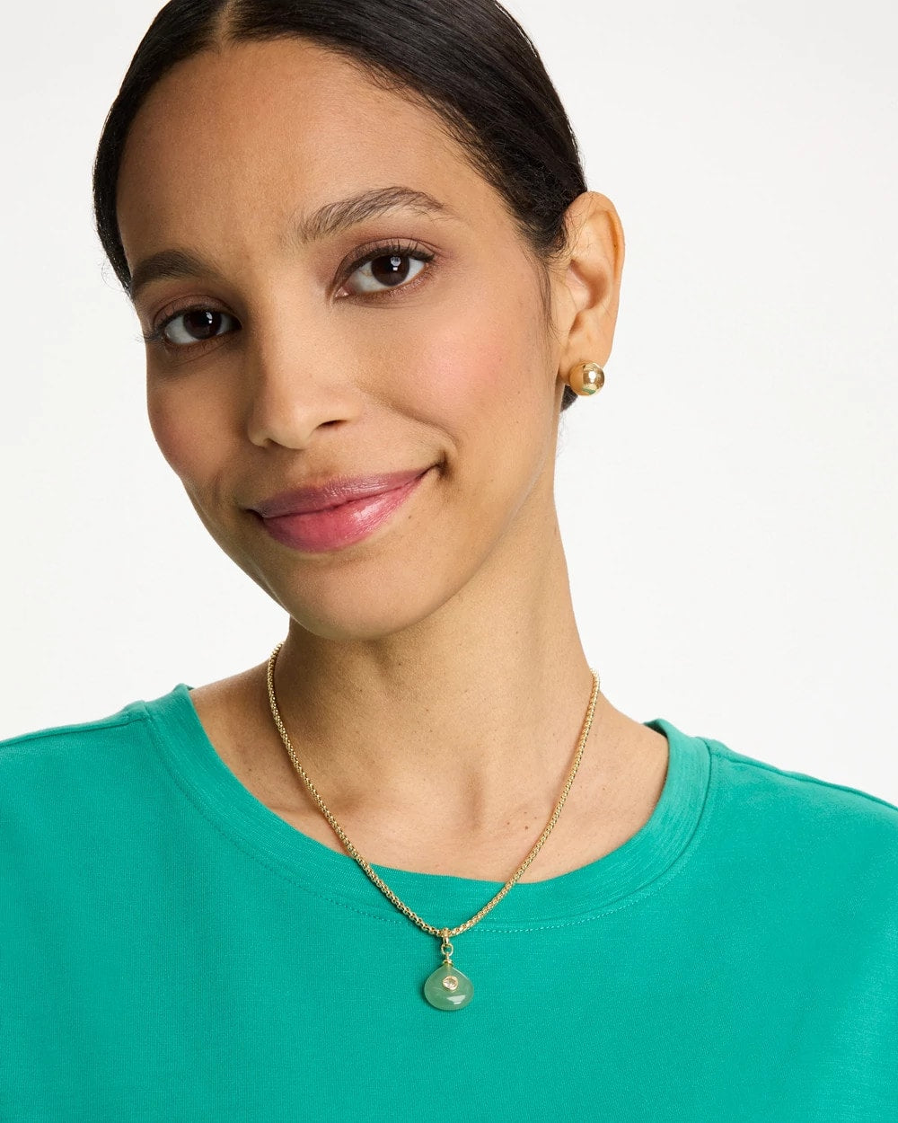 Aventurine Stone Pendant Necklace Green - Chico's