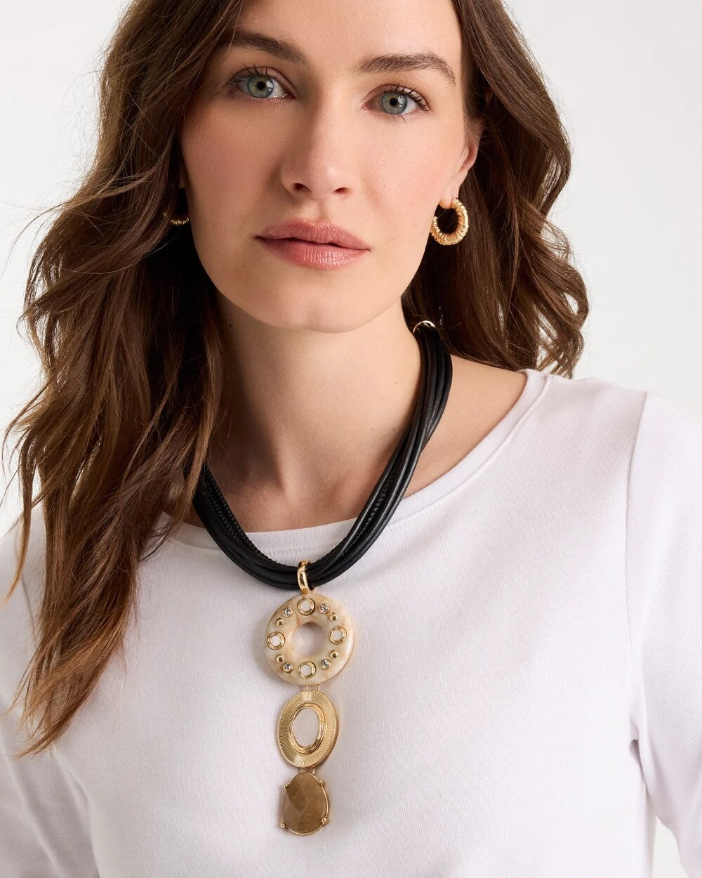 Embellished Linear Corded Necklace Neutral - Chico's