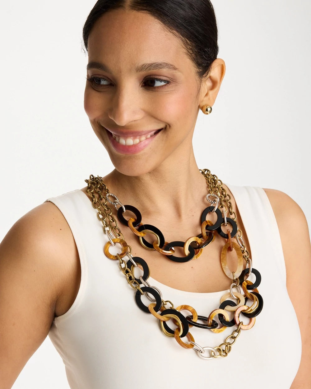 Triple Strand Convertible Resin Necklace Neutral - Chico's