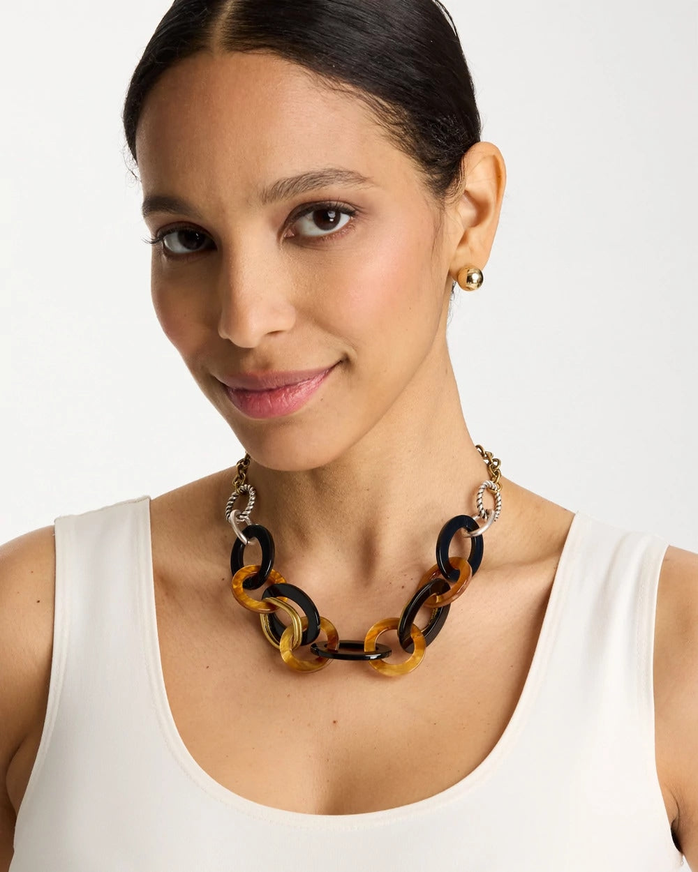 Triple Strand Convertible Resin Necklace Neutral - Chico's