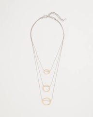 Mixed Metal Triple Circle Pendant Necklace Mixed Metals - Chico's