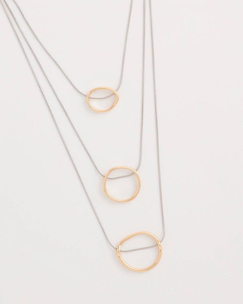 Mixed Metal Triple Circle Pendant Necklace Mixed Metals - Chico's