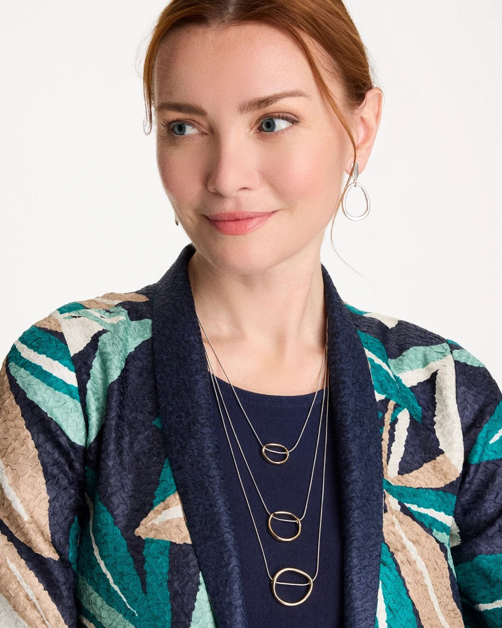 Mixed Metal Triple Circle Pendant Necklace Mixed Metals - Chico's
