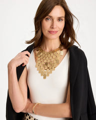 Chico's Originals Hammered Bib Necklace Gold - Chico's