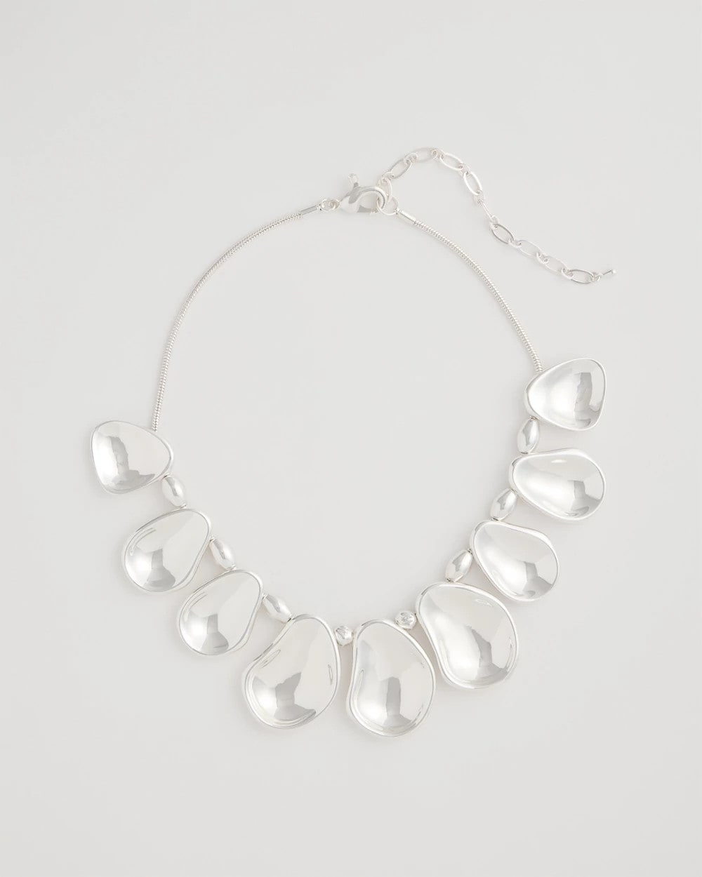 Shiny Silvertone Bib Necklace Silver - Chico's