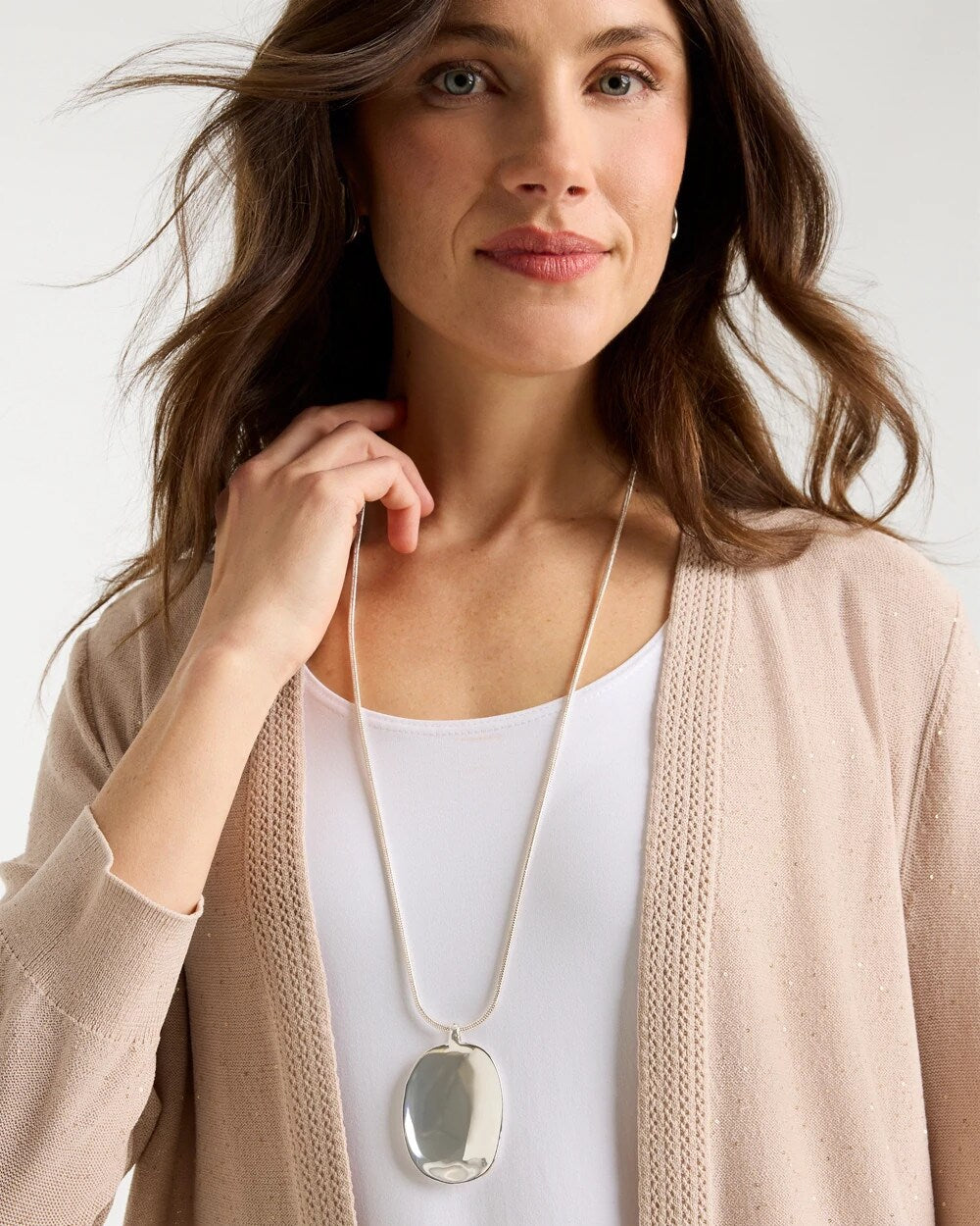 Adjustable Silvertone Pendant Necklace Silver - Chico's