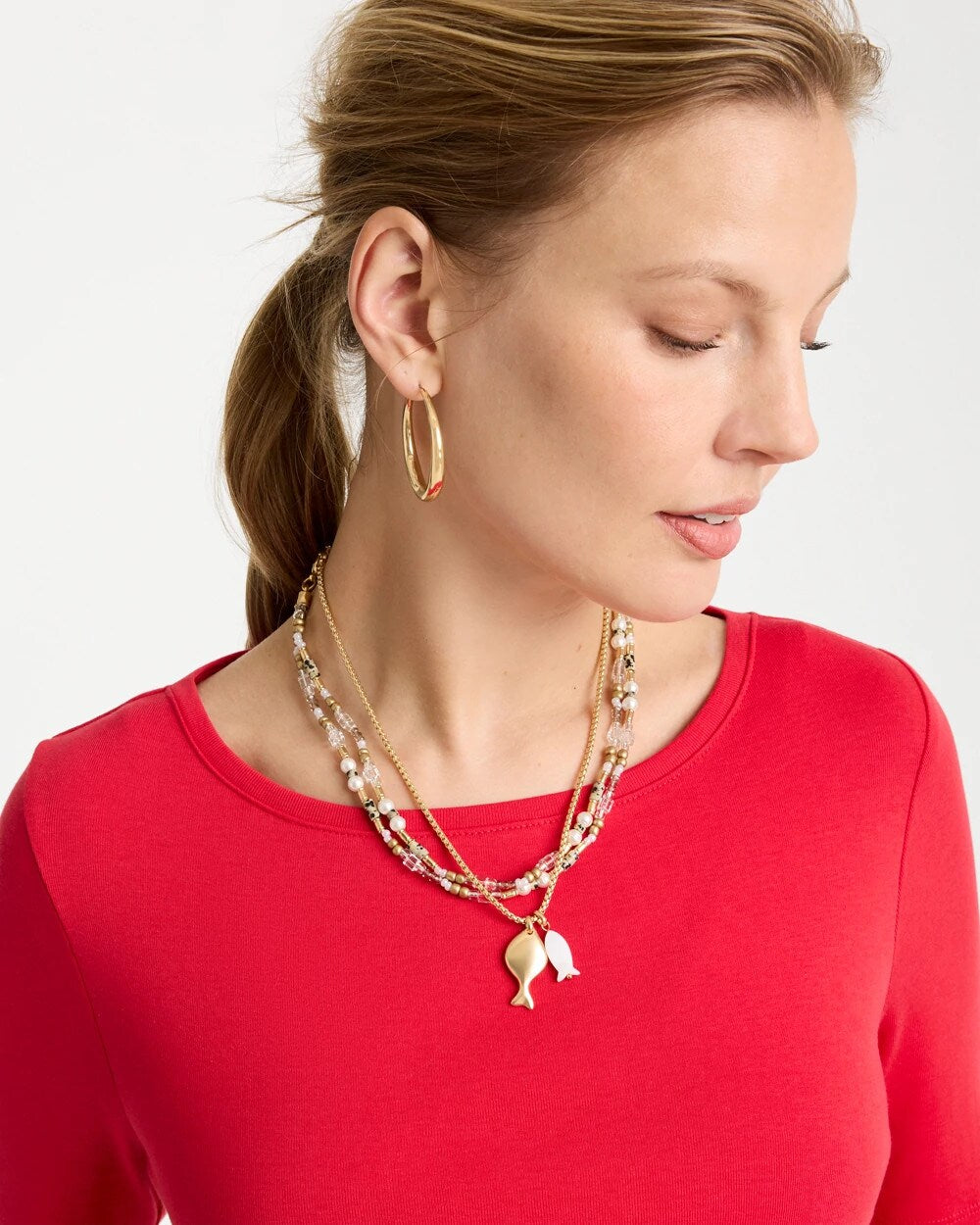 Neutral Jasper Shell Short Necklace Neutral - Chico's