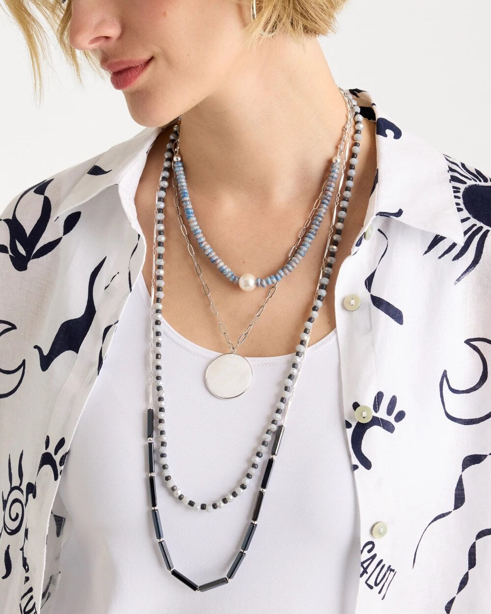 Siren Pendant Layered Necklace Blue - Chico's