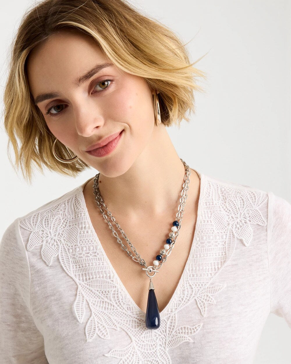 Siren Teardrop Pendant Necklace Blue - Chico's