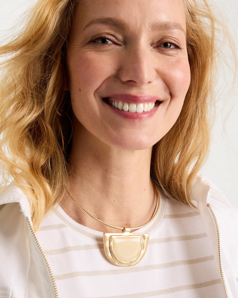 White Enamel Collar Necklace Gold - Chico's