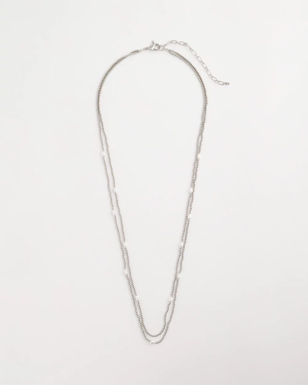 Pearlescent Bead Ball Long Necklace Silver - Chico's