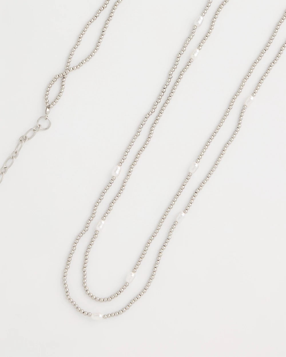 Pearlescent Bead Ball Long Necklace Silver - Chico's