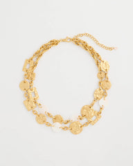 Pearl Hammered Short Necklace Gold - Chico's