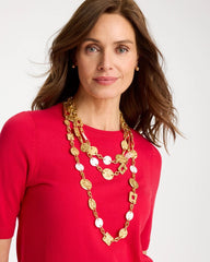 Pearl Hammered Short Necklace Gold - Chico's