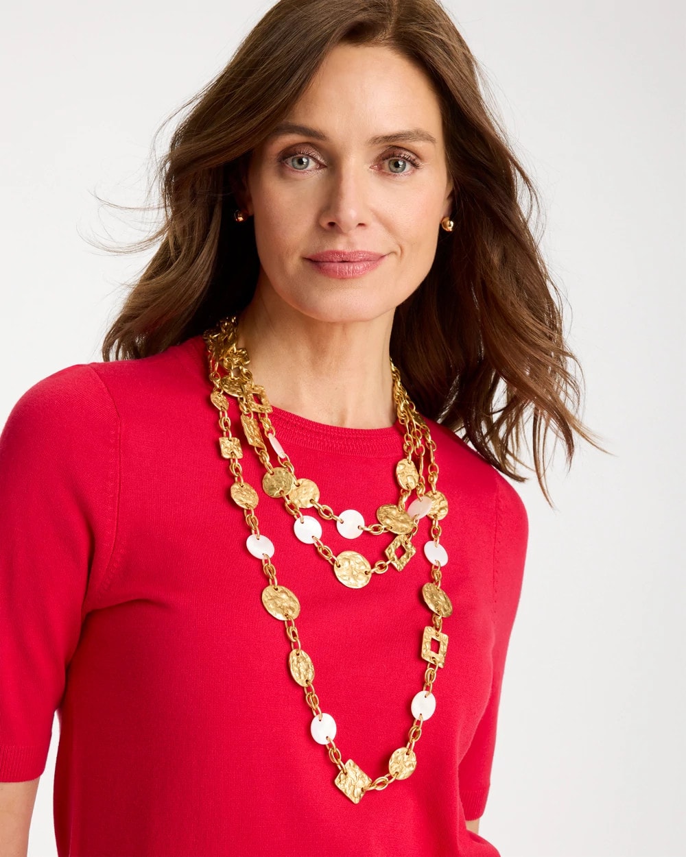 Pearl Hammered Long Necklace Gold - Chico's