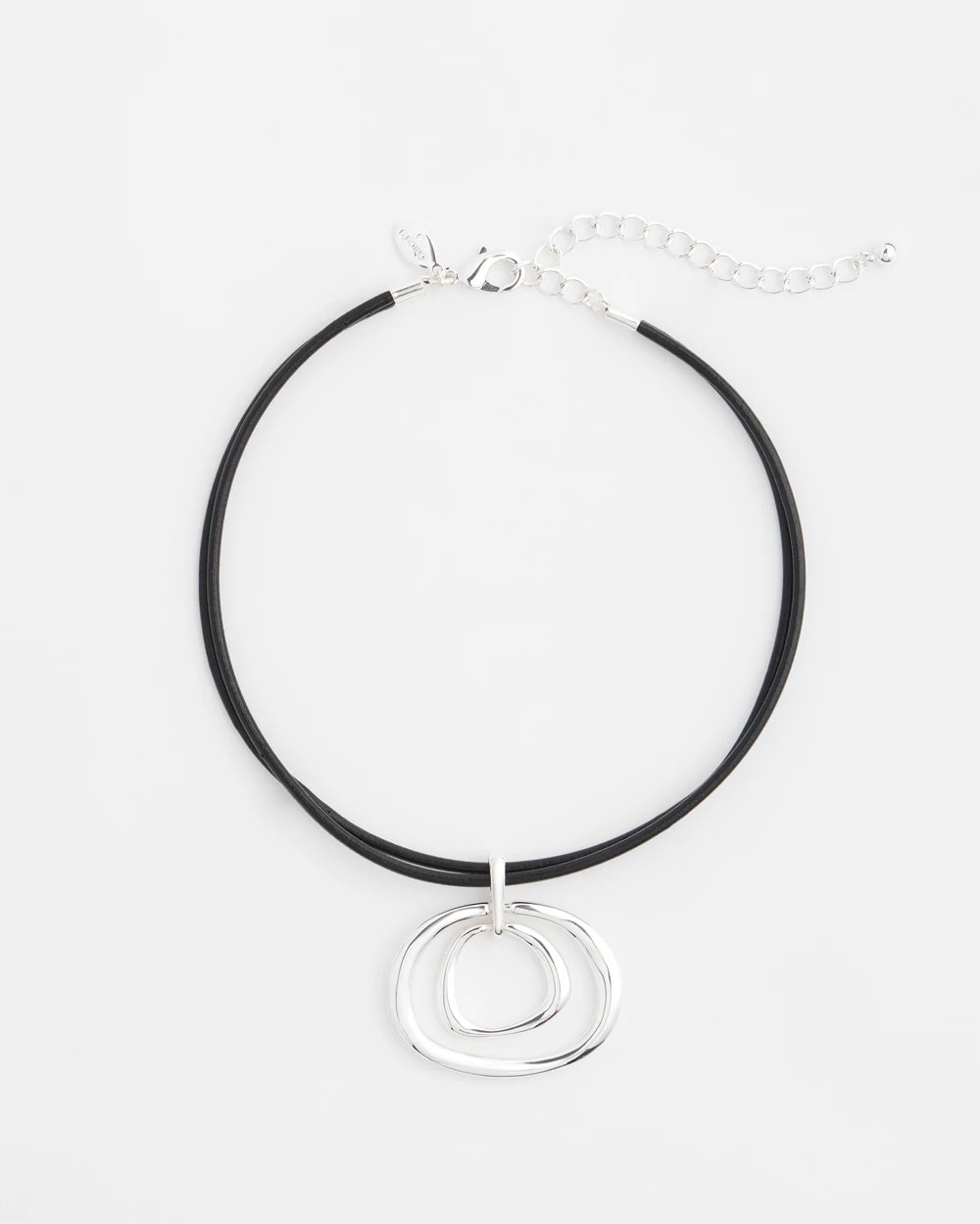 Silver Tone Rings Pendant Necklace Silver - Chico's