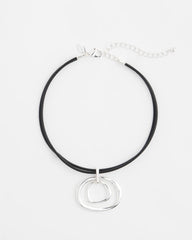 Silver Tone Rings Pendant Necklace Silver - Chico's