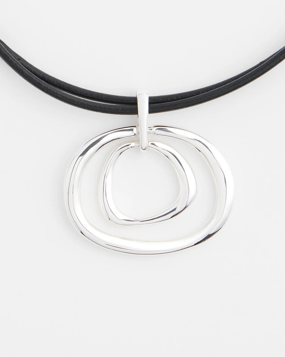 Silver Tone Rings Pendant Necklace Silver - Chico's