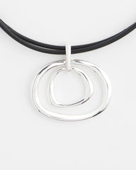 Silver Tone Rings Pendant Necklace Silver - Chico's