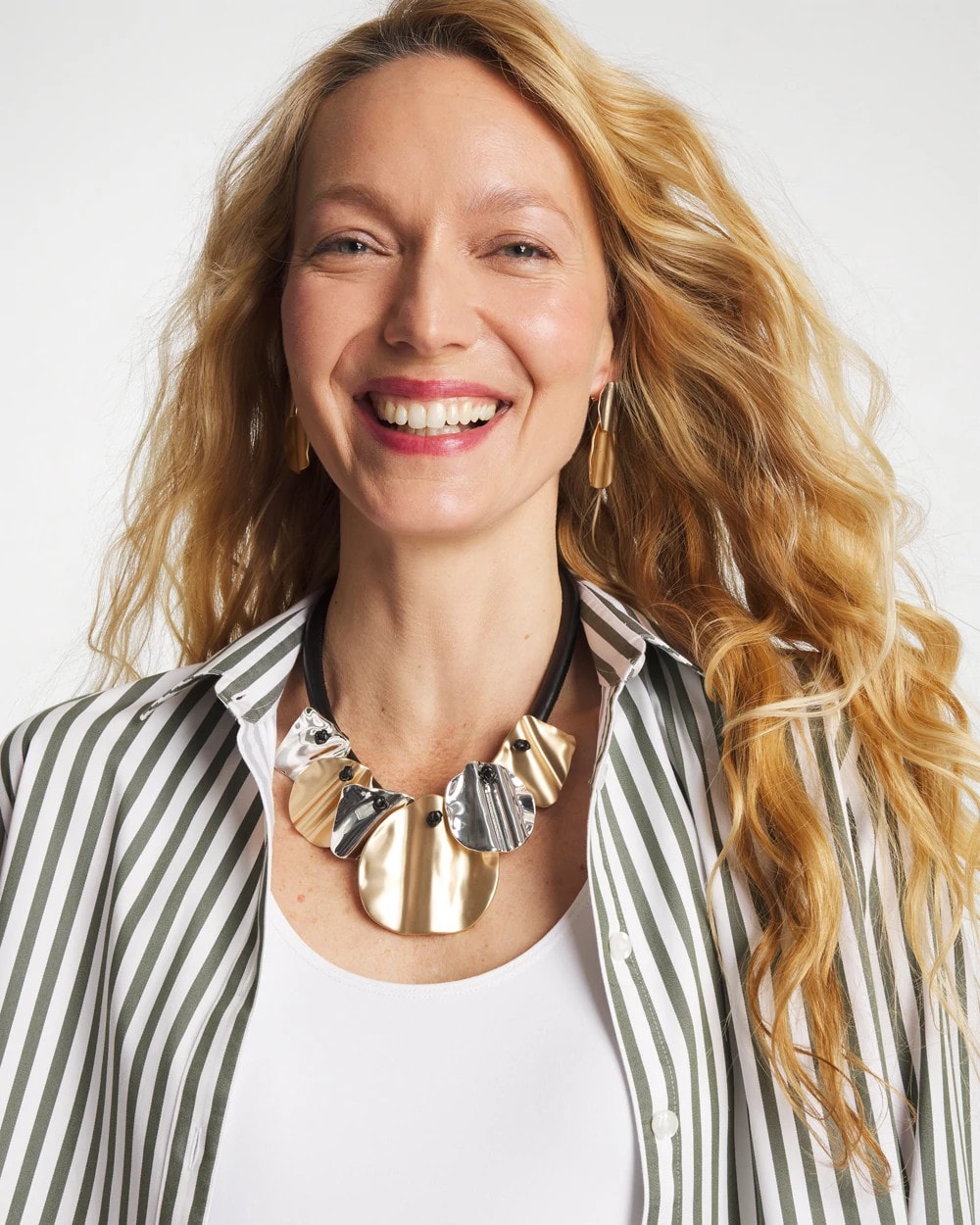 Crinkle Mixed Metal Bib Necklace Mixed Metals - Chico's