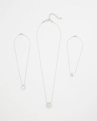 Silver Triple Pendant Necklace Silver - Chico's