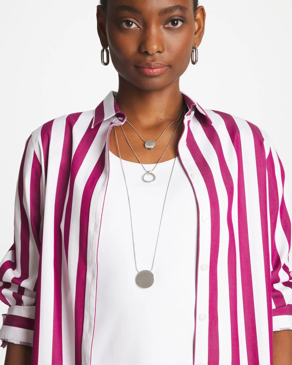 Silver Triple Pendant Necklace Silver - Chico's