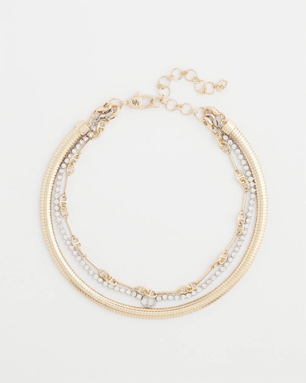Mixed Metal Link Triple-Strand Necklace Mixed Metals - Chico's