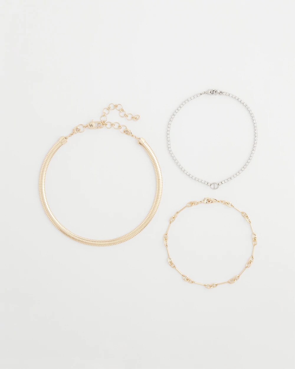 Mixed Metal Link Triple-Strand Necklace Mixed Metals - Chico's