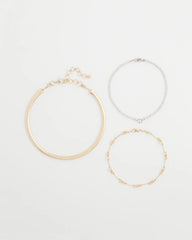 Mixed Metal Link Triple-Strand Necklace Mixed Metals - Chico's