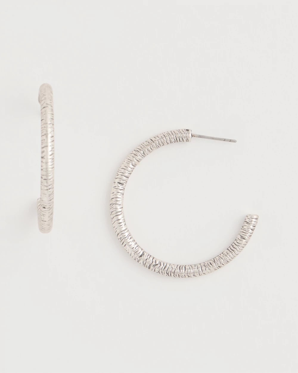 Silvertone Textured Hoop Earrings Silver - Chico's