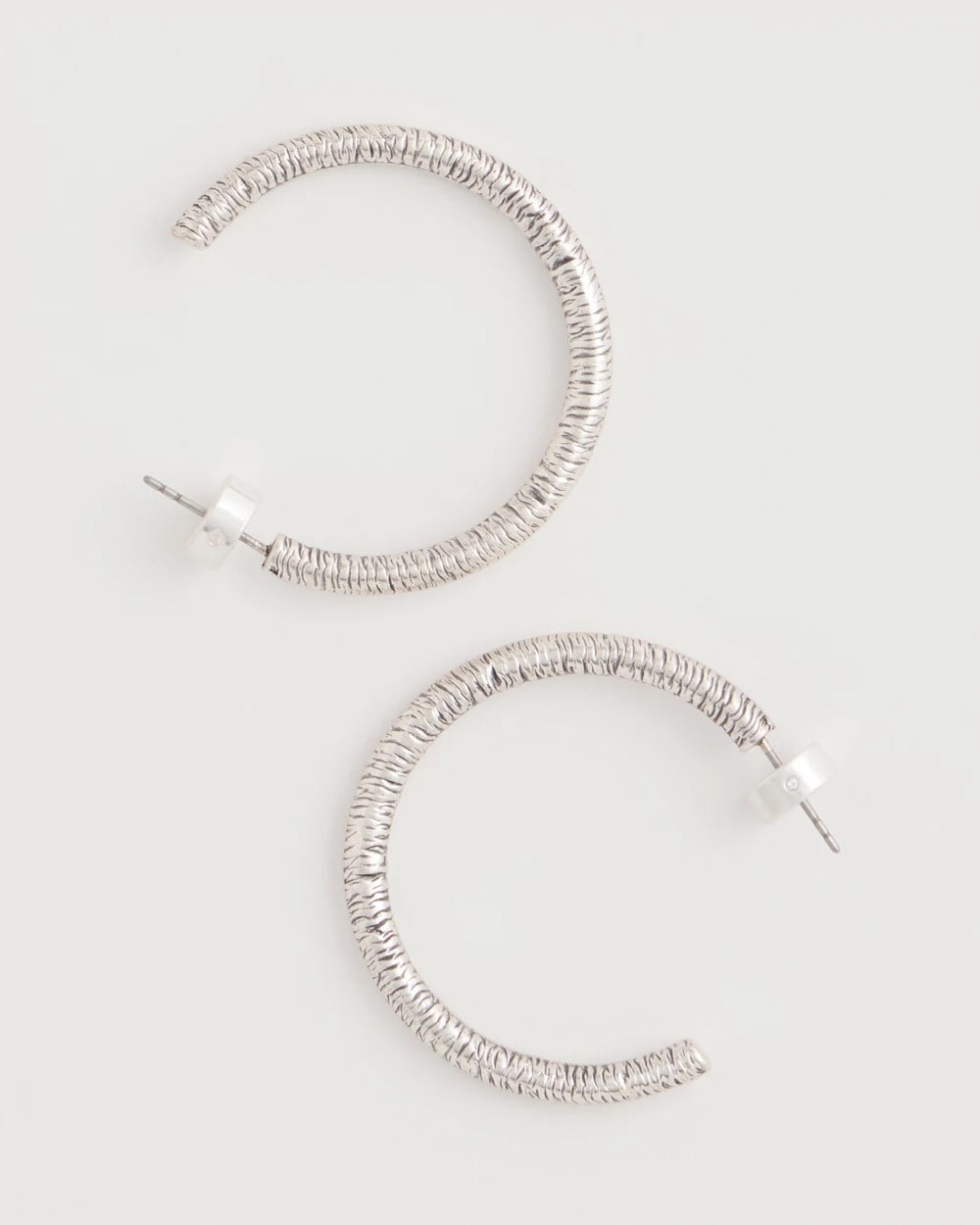Silvertone Textured Hoop Earrings Silver - Chico's