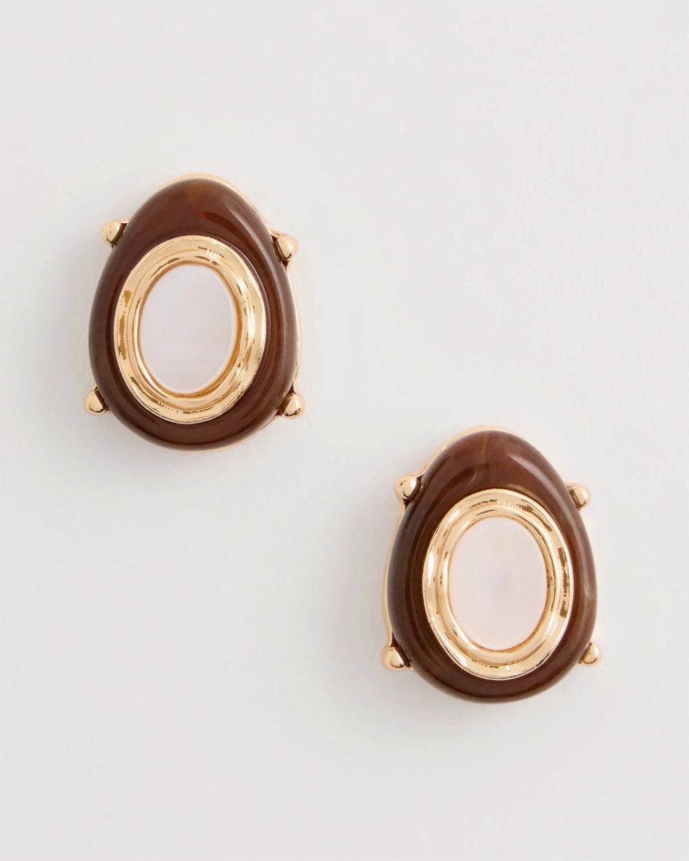 Genuine River Shell Stud Earrings Brown - Chico's