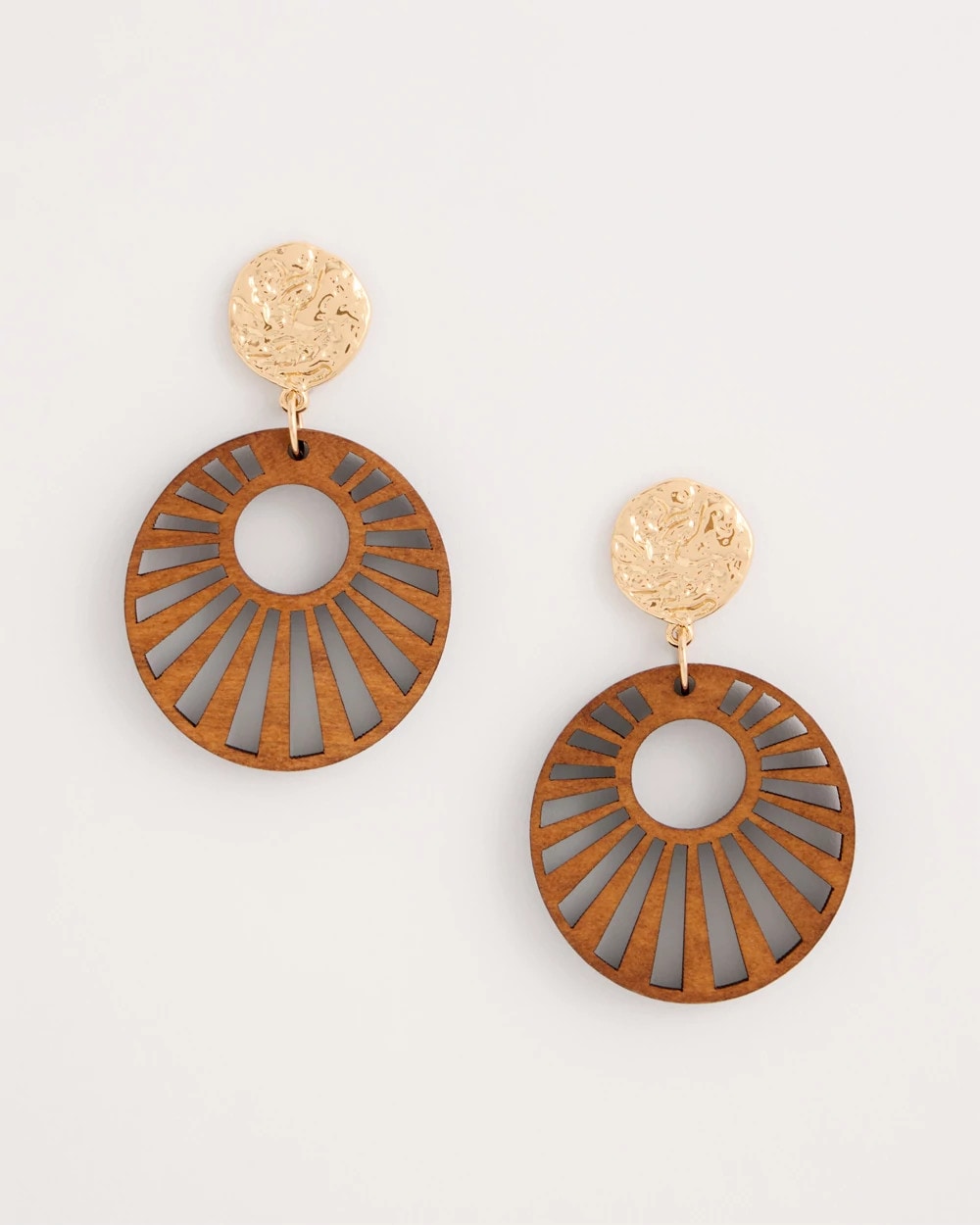 Wood Carved Sun Drop Earrings Brown - Chico's