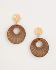 Wood Carved Sun Drop Earrings Brown - Chico's