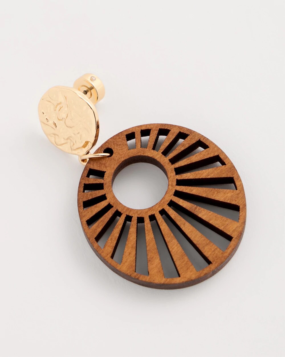 Wood Carved Sun Drop Earrings Brown - Chico's