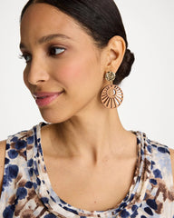 Wood Carved Sun Drop Earrings Brown - Chico's