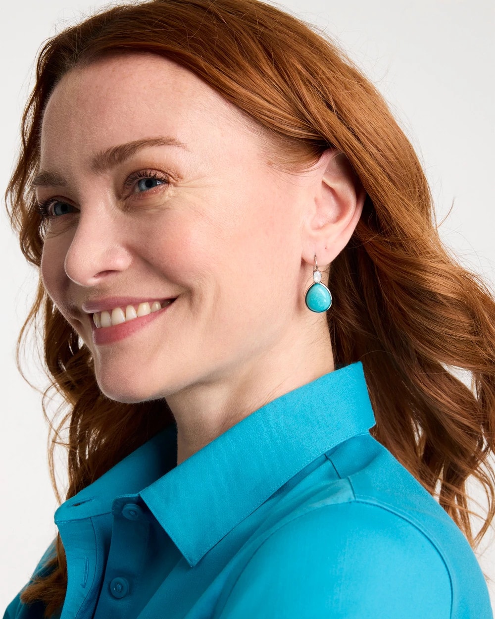 Genuine Jade Teal Teardrop Earrings Teal - Chico's