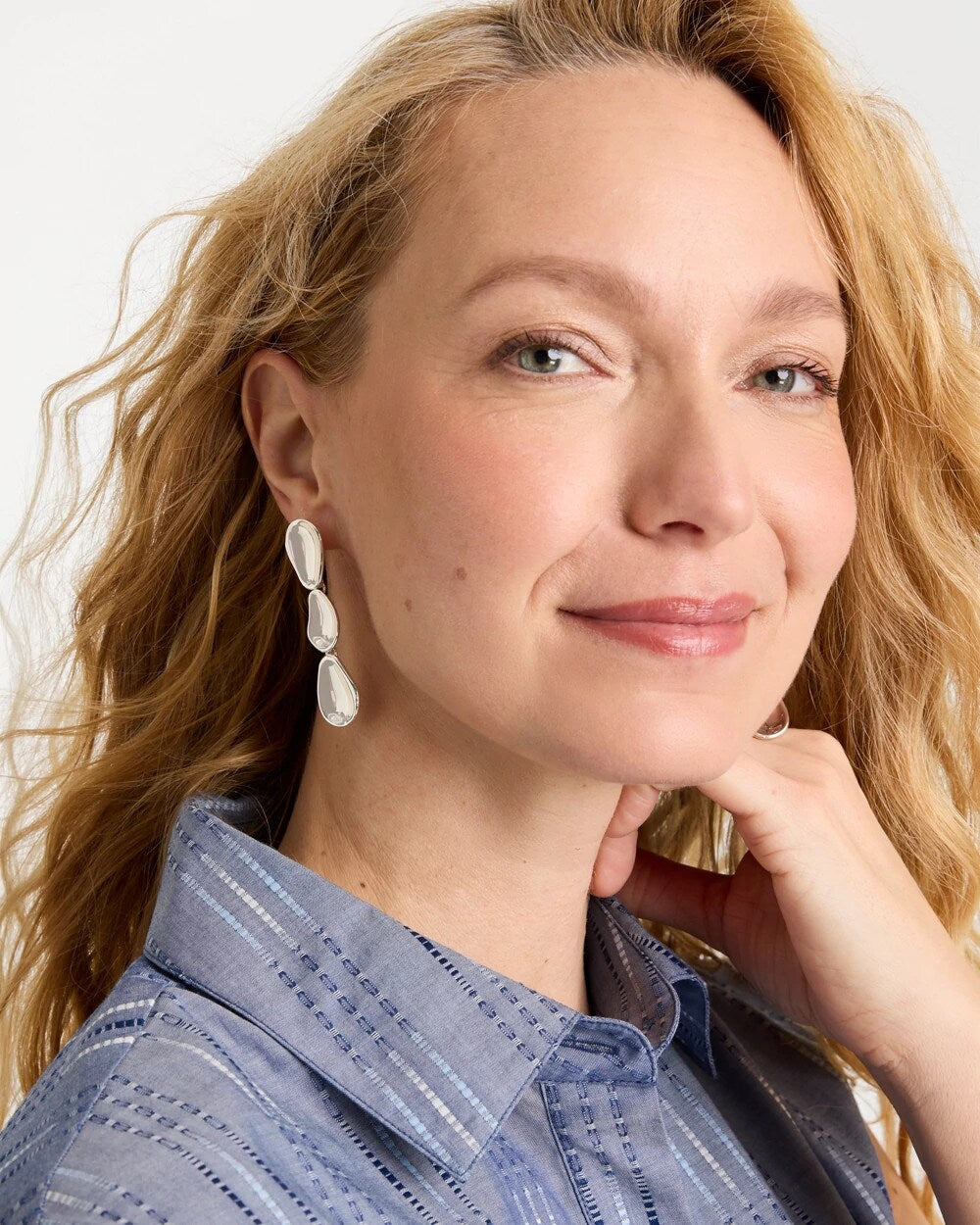 Silvertone Linear Drop Earrings Silver - Chico's