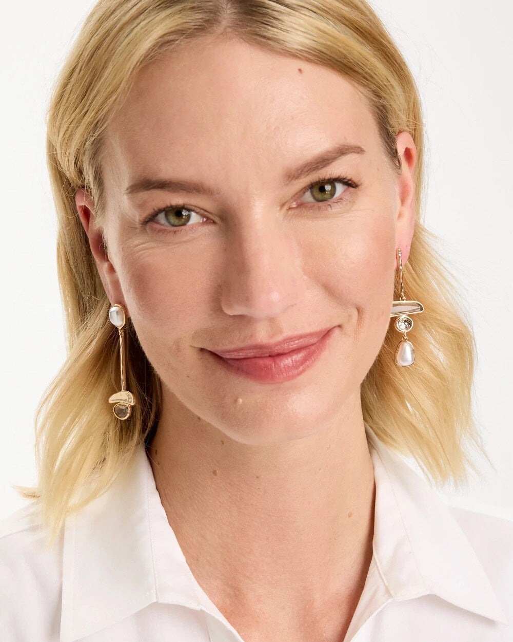 Asymmetrical Pearlescent Linear Earrings Pearl - Chico's