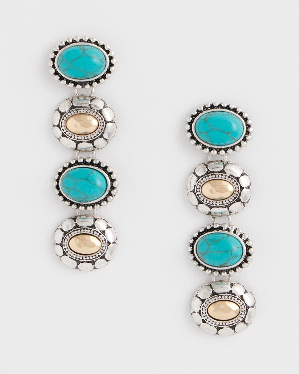 Turquoise Mixed Metal Linear Earrings Turquoise - Chico's
