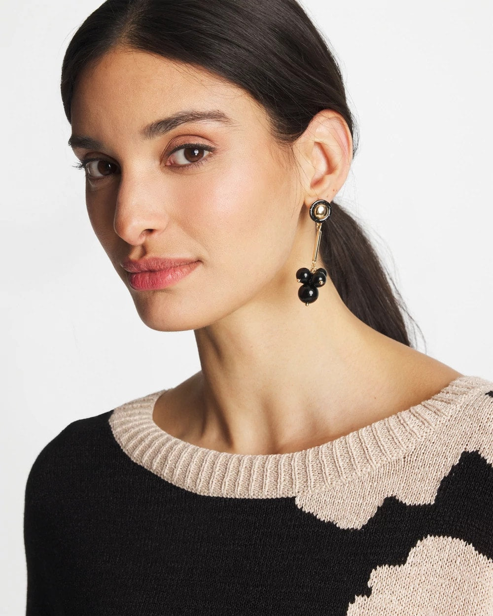Linear Black Bead Cluster Earrings Black - Chico's