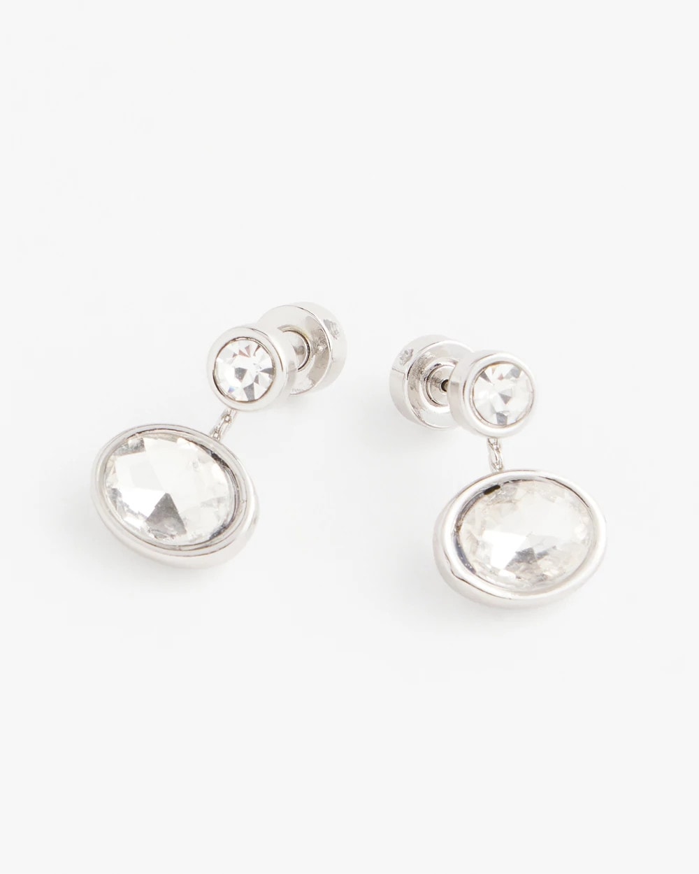 Silvertone Bezel Stud Earrings Silver - Chico's