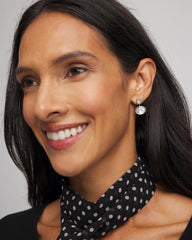 Silvertone Bezel Stud Earrings Silver - Chico's