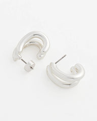 Silver Double Mini Hoop Earrings Silver - Chico's