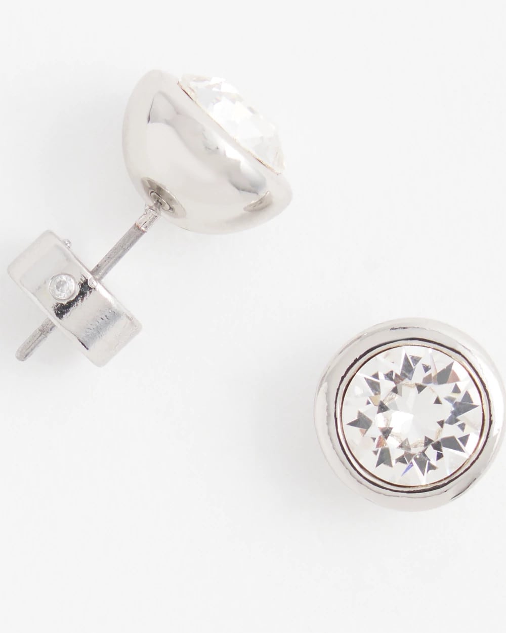 Silver Tone Crystal Stud Earrings Silver - Chico's