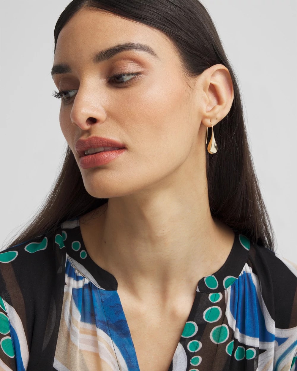No Droop™ Gold Tone Teardrop Threader Earrings Gold - Chico's