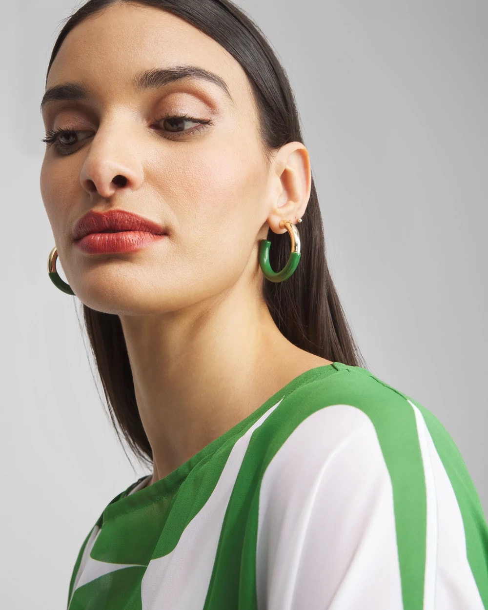 No Droop™ Green Dipped Hoops Verdant Green - Chico's